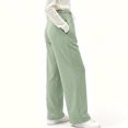 thumbnail image 6 of Sunnin Womens Waffle Knit Lounge Pants Drawstring Elastic Waist Slant Pockets Relaxed Straight Leg Trousers, 6 of 9