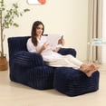 thumbnail image 1 of Puf MOMCAYWEX Comfy Giant con reposapiés, color azul oscuro, 1 of 9