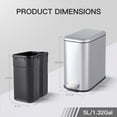 thumbnail image 2 of Bathroom Trash Can with Lid, 3.2 Gallon / 12 Liter Stainless Steel Garbage Can with Removable Liner Bucket, Small Step Wastebasket with Slim Design for Toilet Bedroom Office, 2 of 9