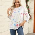 thumbnail image 5 of 3/4 Length Sleeve Womens Tops Summer，Women'S Casual 3/4 Sleeve T-Shirts Round Neck Cute Tunic Tops Basic Tees Blouses Loose Fit Pullover Shirt，Watermelon Red，Xl, 5 of 6