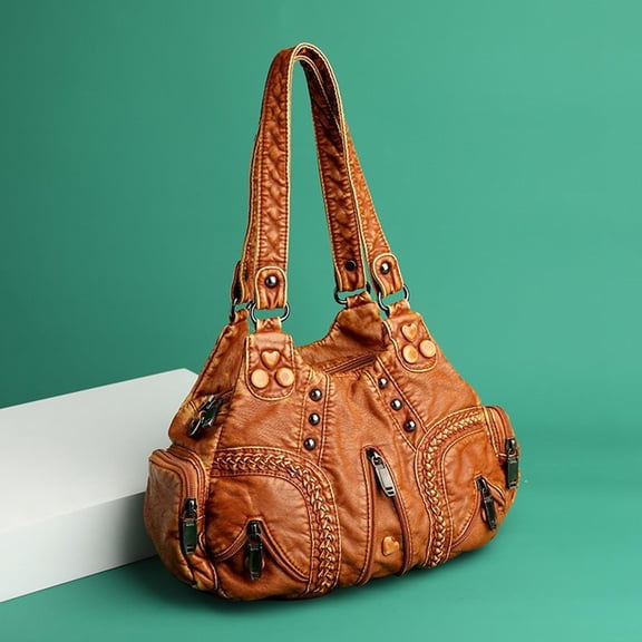 Vintage Shoulder Bag Adjustable Strap Gift Multipurpose PU Leather Clutch Purses Brown