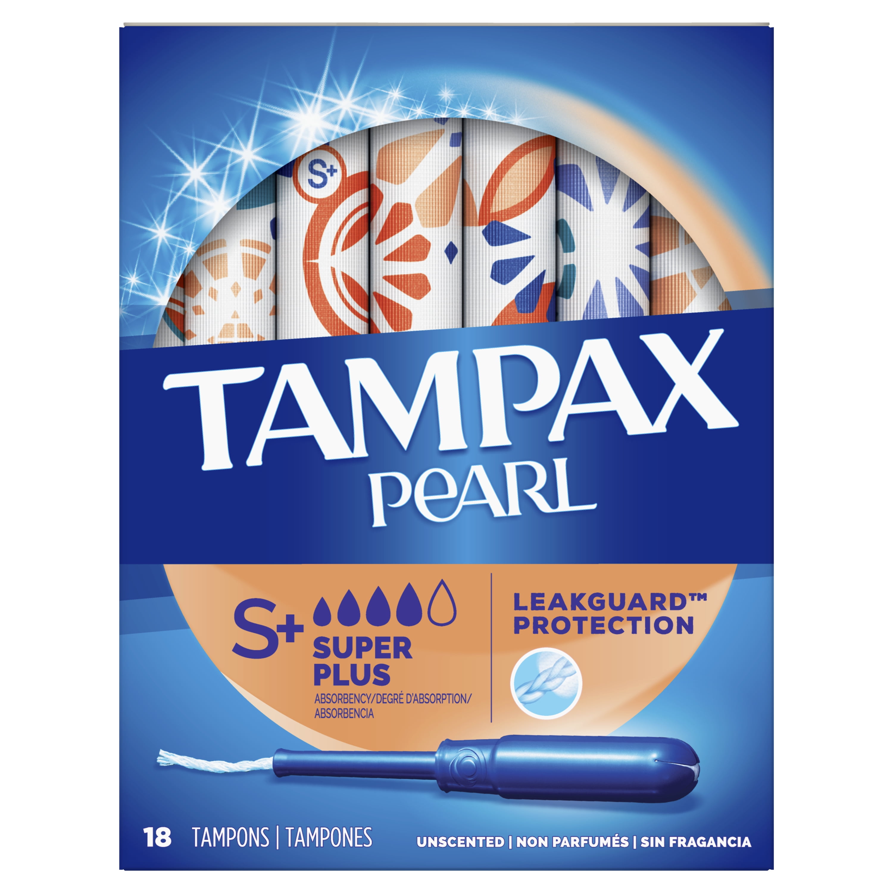 Tampax Pearl Super Plus Absorbency Plastic Tampons, Unscented, 18 Ct ...