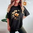 thumbnail image 4 of Spring Tops for Women 2025 LEBONYARD Womens Summer Clearance Clothes $5.00,Women's Fashion Summer Round Neck Drop Sleeves Leisure Short Sleeve Flower Printing Tops Black M, 4 of 7