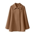 thumbnail image 4 of Women Solid Color Button Front Long Sleeve Wool Blend Coat, Casual Loose Fit Lapel Outerwear, Fashion Mid Length Overcoat for Daily Outdoor Wear Brown L(L), 4 of 8