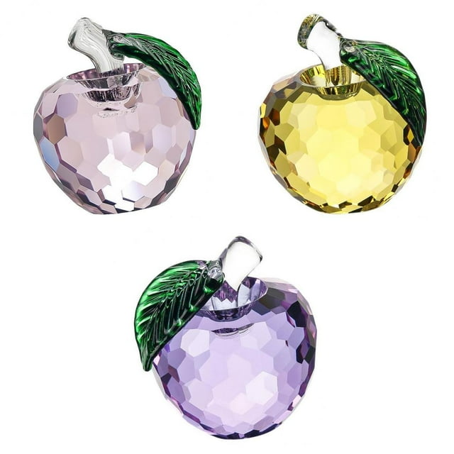 3x Crystal Apples Pisapapeles Peso del papel Dia 4cm Decoración para hogar de Navidad perfecl Pisapapeles de manzanas de cristal