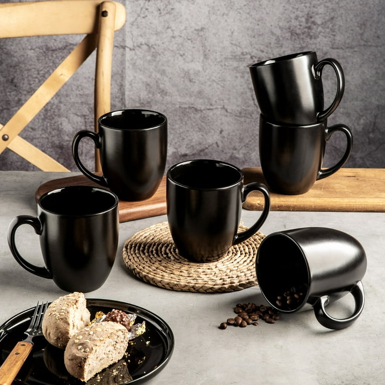 AmorArc 16oz Coffee Mugs Set of 6, Large Ceramic Coffee Mugs for Men,  Women, Dad, Mom, Modern Coffee Mugs With Handle For  Tea,Latte,Cappuccino,Cocoa. Dishwasher&Microwave Safe, Matte Black 