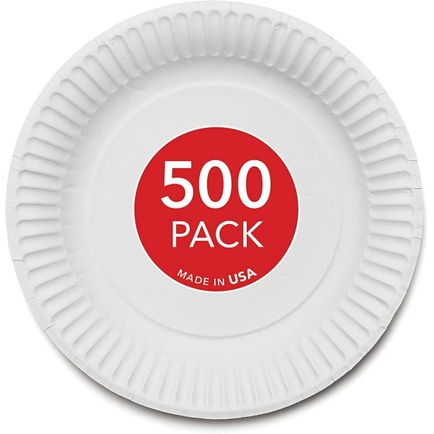 Stock Your Home 9Inch Paper Plates Uncoated, White, 500 Count