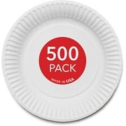 Stock Your Home 9-inch Paper Plates Uncoated, White, 500 Count