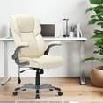 thumbnail image 3 of MALOL Chaise de Bureau Exécutive à Dossier Haut – Chaise de Bureau Ergonomique en Cuir avec Accoudoirs Relevables, Inclinaison Réglable et Conception Pivotante à Roulettes pour la Maison et le Bureau, Ivoire, 3 of 9