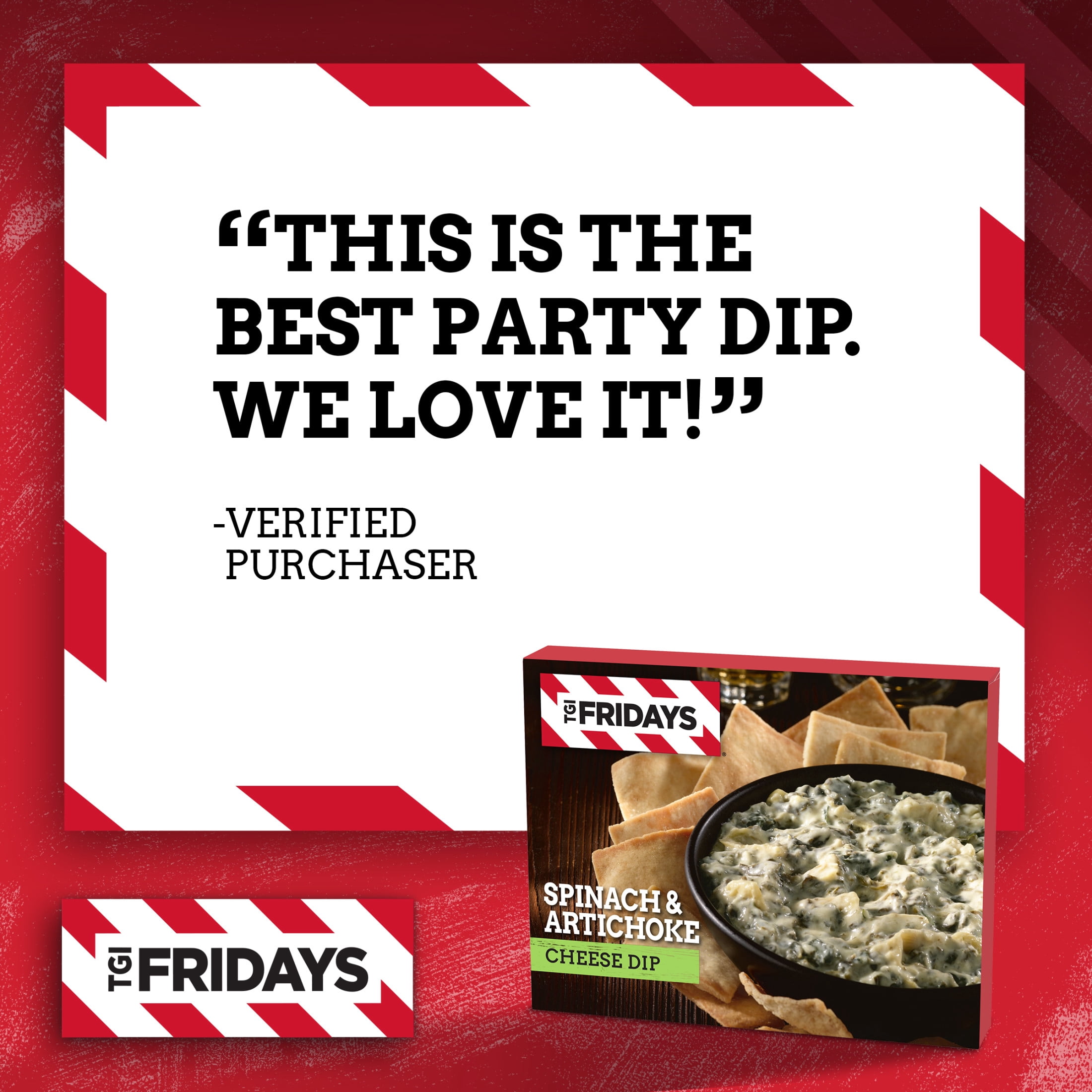 TGI Fridays Spinach & Artichoke Cheese Dip Frozen Snack, 1 Box, for Restaurant-Style Snacking and Hosting, 8 oz