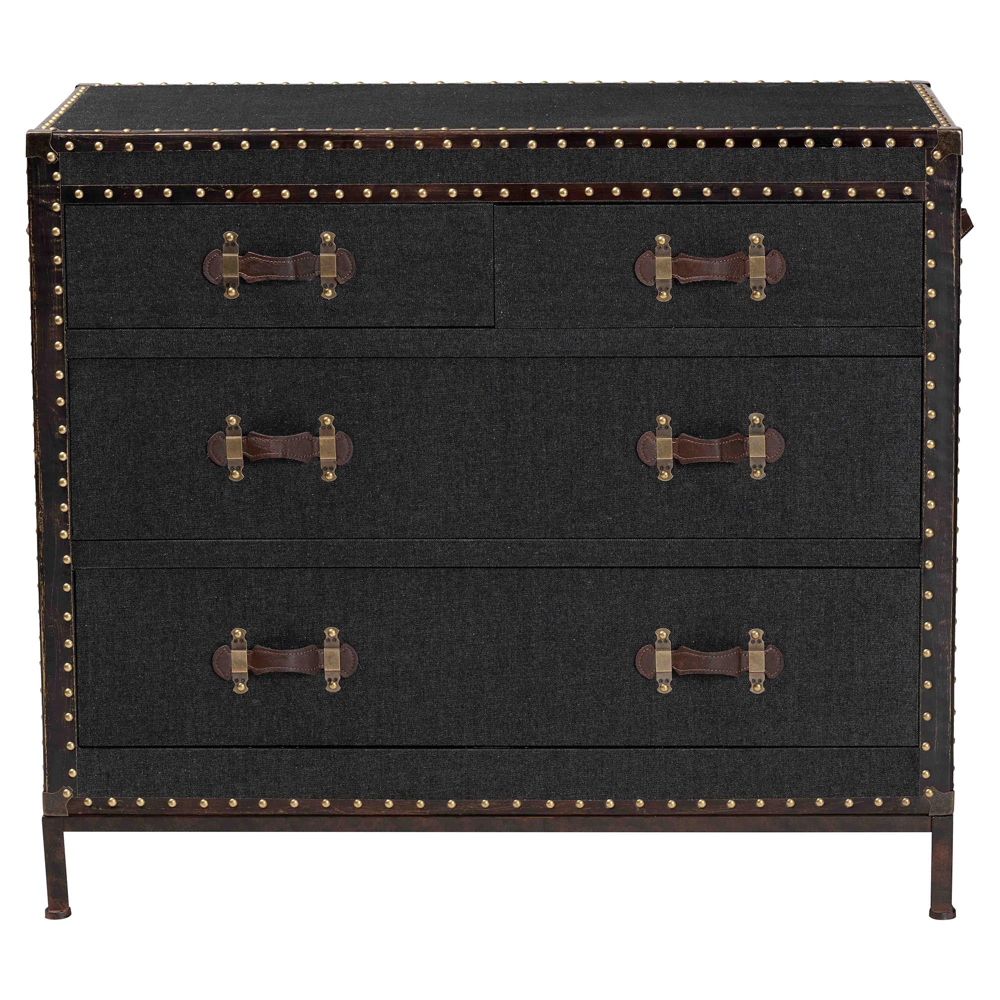 Baxton Studio Benton Vintage Storage Cabinet, 4-Drawer, Dark Brown