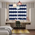 thumbnail image 6 of Curtains 63 Inch Length 2 Panels, Navy Blue Stripe Grommets Window Treatment Curtain, Modern Simple Geometric White Striped Thermal Curtains Drapes for Living Room/Bathroom, 6 of 9