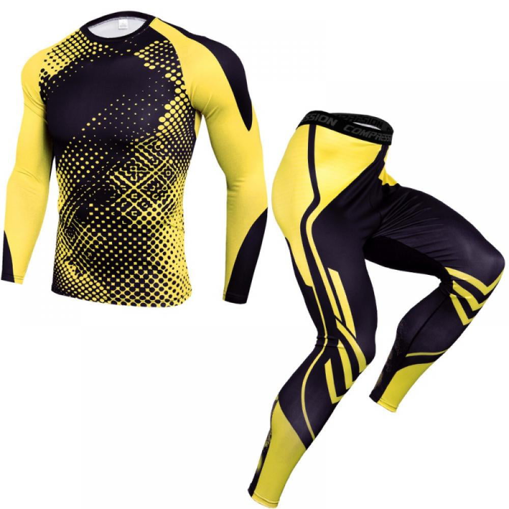Mens Compression Suit Winter Activewear Base Layer Tights Shirt Top Pant 