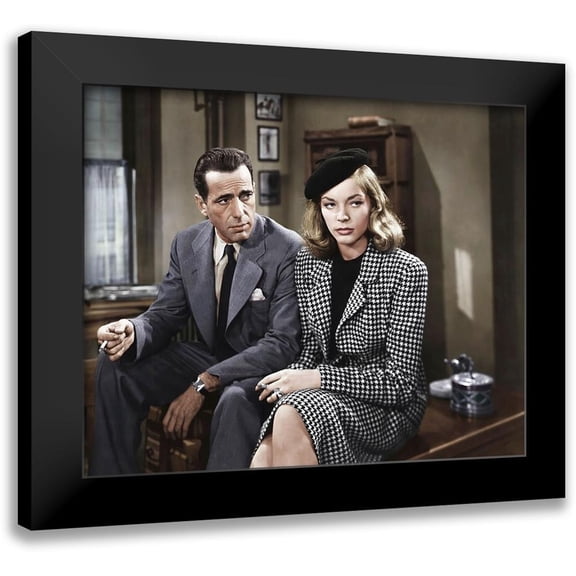 Hollywood Photo Archive 14x12 Black Modern Framed Museum Art Print Titled - Humphrey Bogart with Lauren Bacall - The Big Sleep