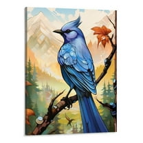 Shiartex Abstract Wall Decor Oil Painting on Canvas Blue Bird On The Branch Canvas Wall Art For Living Room Watercolor Artwork Modern Painting Pictures Home Decor and Office Decoration 16x20 Inch