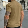 thumbnail image 4 of Qwertyu Men's Turtleneck T-Shirts Short Sleeve Mock Neck Summer Shirts Solid Color Quick Dry Workout Tee Shirts Khaki L, 4 of 4