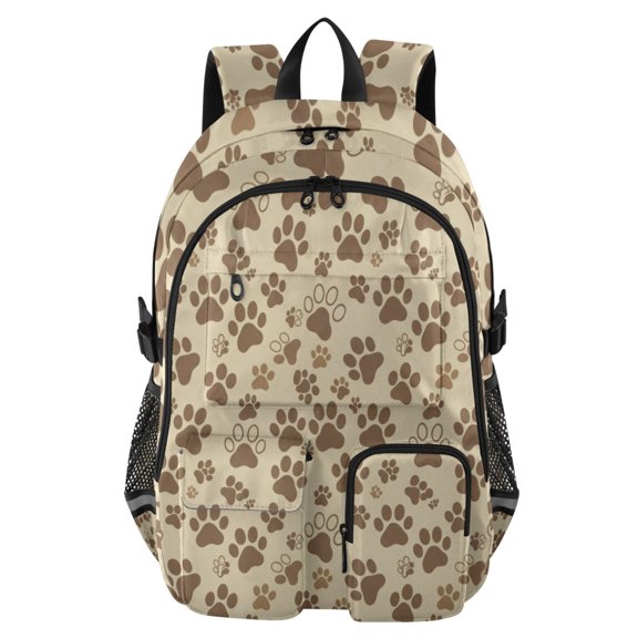 DIXRUYEE Cute Dog Paws Backpack for School 14”Laptop Compatible with Reflective Safety Strips