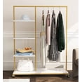 thumbnail image 1 of EastVita Modern Garment Rack on Wheels Gold Clothing Rack with 4- Tier Shelves Clothes Display Racks for Bedroom, Boutique, Cloth Store Metal Pipe Hanging Rack, 1 of 7