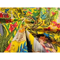 Hand Block Fabric Yellow Floral Print Craft Running Natural Fabric By Yard Décor