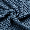thumbnail image 4 of Wellco  Reversible Soft Knitted Throw Blanket With Boho Tassels - 50" x 60", Solid Color, Blue, 4 of 5