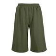 thumbnail image 5 of ZACPNCV Boys Girls Capri Sweatpants Elastic Waist Drawstring Lounge Capris Wide Leg Cropped Pants with Pockets Workout Joggers 5-6Years Olive Green, 5 of 9