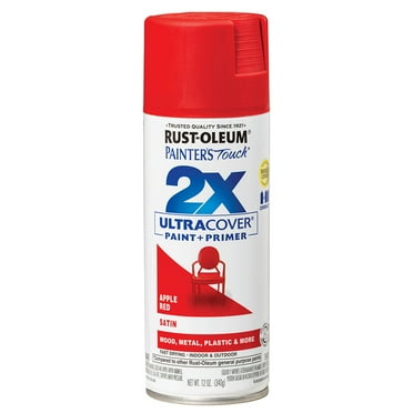 Rust-Oleum Painter's Touch Ultra Cover 2X Spray Paint 12oz-Satin Apple Red