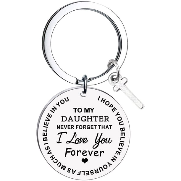 Llaveros para mujer, llavero de billetera, llavero de auto, llavero lindo para mi hija, llavero de acero inoxidable con mensaje inicial, apellido, 26 letras, llavero familiar inspirador, llavero con l