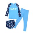 thumbnail image 3 of YONGHS Kids Girls UPF 50+ Long Sleeve Swimwear UV Sun Protection Swimsuit Athletic Surf Swimwear Blue 7-8, 3 of 7