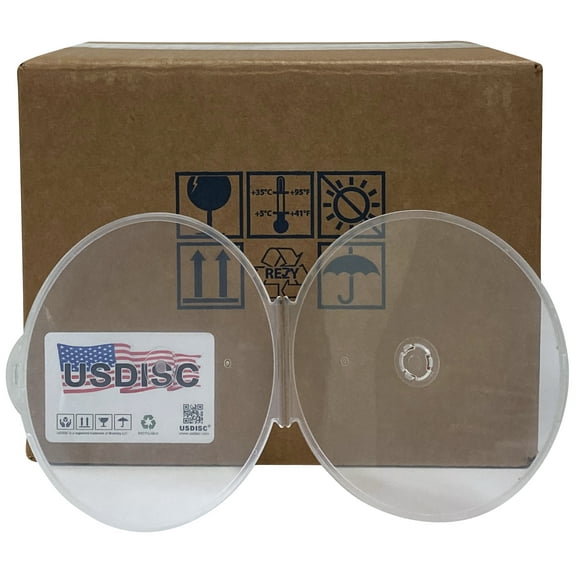 USDISC Clamshell Cases, Single 1 Disc, Clear, Pack Of 10
