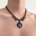 thumbnail image 2 of Gothic Dragon Eye Pendant Necklace, Black Chain with Blue Crystal, Hip-Hop Style Collarbone Statement Jewelry for Men as well as Women[h223], 2 of 2