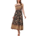 thumbnail image 2 of Vestido largo sin mangas de tirantes espagueti con volantes de flores bohemias para mujer L negro, 2 of 5