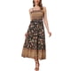 thumbnail image 2 of Vestido largo sin mangas de tirantes espagueti con volantes de flores bohemias para mujer L negro, 2 of 5