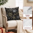 thumbnail image 2 of Outdoor Pillow Covers Waterproof Pillow Cases Protector Abstract Gold Christmas Snowflakes on Black Pillowcase Pack of 2 Love Heart Throw Cushion Case for Pation Furniture,Couch,Sofa, 16x16 in, 2 of 9