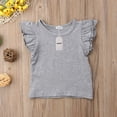 thumbnail image 2 of One opening Newborn Baby Girl Ruffle Sleeve T-Shirt Top Solid Cotton Basic Tee Summer Outfit, 2 of 4