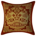 thumbnail image 2 of Stylo Culture Indian Decorative Sofa Brocade Burgundy Maroon And Gold Throw Pillow Covers 12x12 Jacquard Weave Banarasi Throw Cushion Covers Elephant Floral 30x30 cm Cushion Covers (Set Of 5), 2 of 4