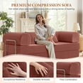 thumbnail image 3 of COOLHUT 78.7" W Combination Sofa, High Rebound Density Foam Sofa Couch, Two Forms Floor Couch Three Seats Sofa Bed for Living Room, Bedroom, Dark Pink, 3 of 13