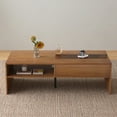 thumbnail image 3 of gaoyangjiaju Mid-Century Modern 51.18" Coffee Table with LED Light & Storage, Versatile Living Room Table for Home Decor & Organizing, Stylish Center Table for Living Room, Walnut, 3 of 6