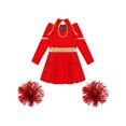 thumbnail image 4 of iiniim Girls Cheerleading Dance Long Sleeve Dress with Flower Balls Stage Performance Red 10, 4 of 7