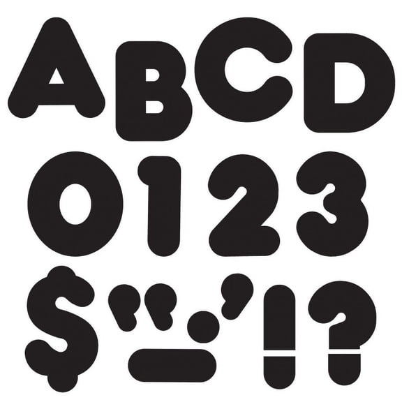 Trend Black 4-Inch Casual Uppercase Ready Letters (T465)