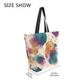 thumbnail image 4 of Open Top Canvas Tote Bag with Zipper Reusable Shopping Bag 13.5x15" Roomy Carryall Teal and Orange Abstract Shapes, 4 of 9