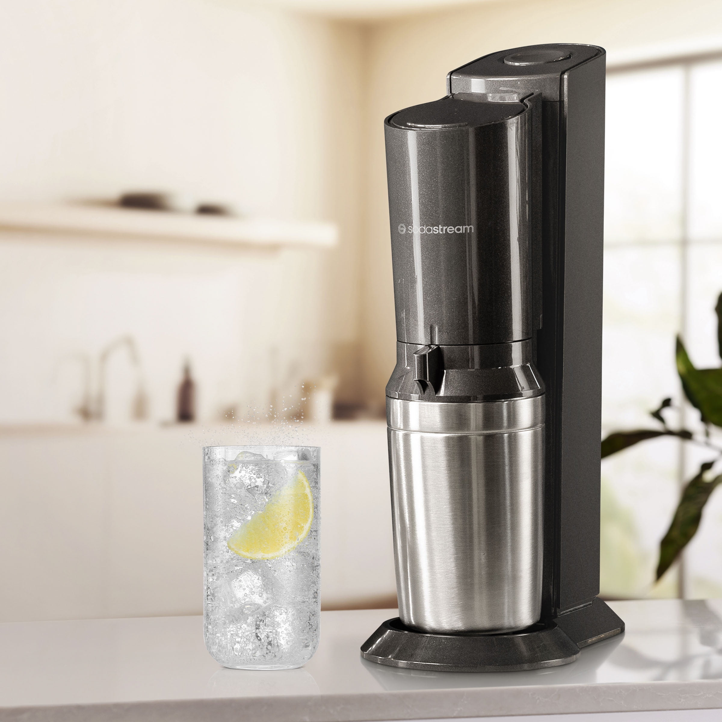SodaStream Aqua Fizz (Black) Sparkling Water Maker with CO2 and Glass Carafes