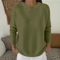 thumbnail image 1 of Ounisa Chandails Henley à Manches Longues pour Femmes, Chic Décontracté, Tuniques à Col Rond, Hauts Coupe Ample, T-Shirts Basiques, T-Shirts, 1 of 7