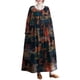 thumbnail image 1 of Vestido de mujer Irfora Vestido vintage suelto con estampado de bolsillos Vestido de manga larga con cuello en O Irfora Vestido de mujer, 1 of 5