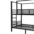 thumbnail image 5 of Full size Quadruple Bunk Bed Frame with Built-in Storage Shelves and Wardrobe, Sturdy Metal Beds Frame with Safety Guard Rails and Ladder for Bedroom, Dorm, Apartment, Mattress Not Included, Black, 5 of 9