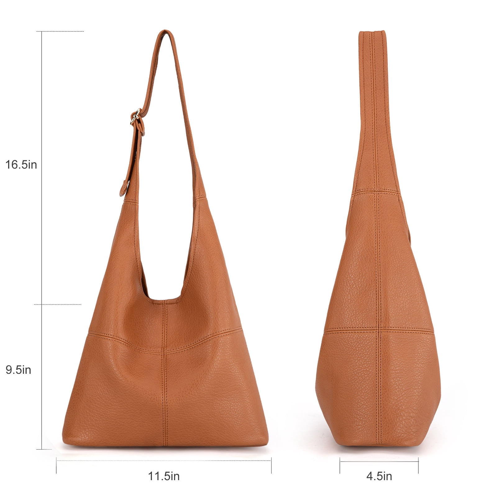 Montana West Hobo Bags Purse for Women Ultra Soft Foldable Shoulder Slouchy Handbags with Cosmetic bag, Light Brown