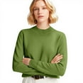 thumbnail image 4 of Women Sweaters Long Sleeve Tops Classic Crew Neck Pullover Sweaters Loose Dressy Casual Basic Clothes Army Green M, 4 of 5