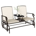 thumbnail image 2 of Outsunny 2-Person Outdoor Glider Bench w/ Center Table, Steel Frame for Backyard Garden Porch, Beige, 2 of 9
