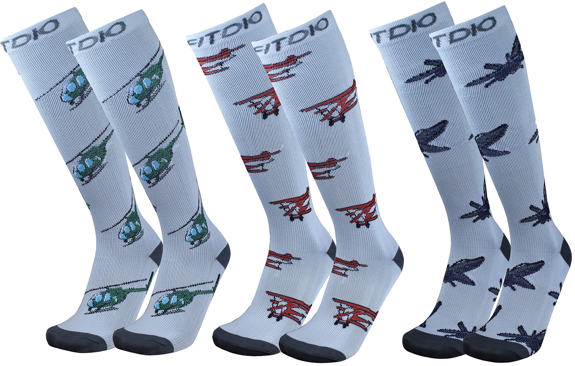Graduated 1520mmHG Knee High 3Pair Helicopter, BiPlane & Fighter Jet