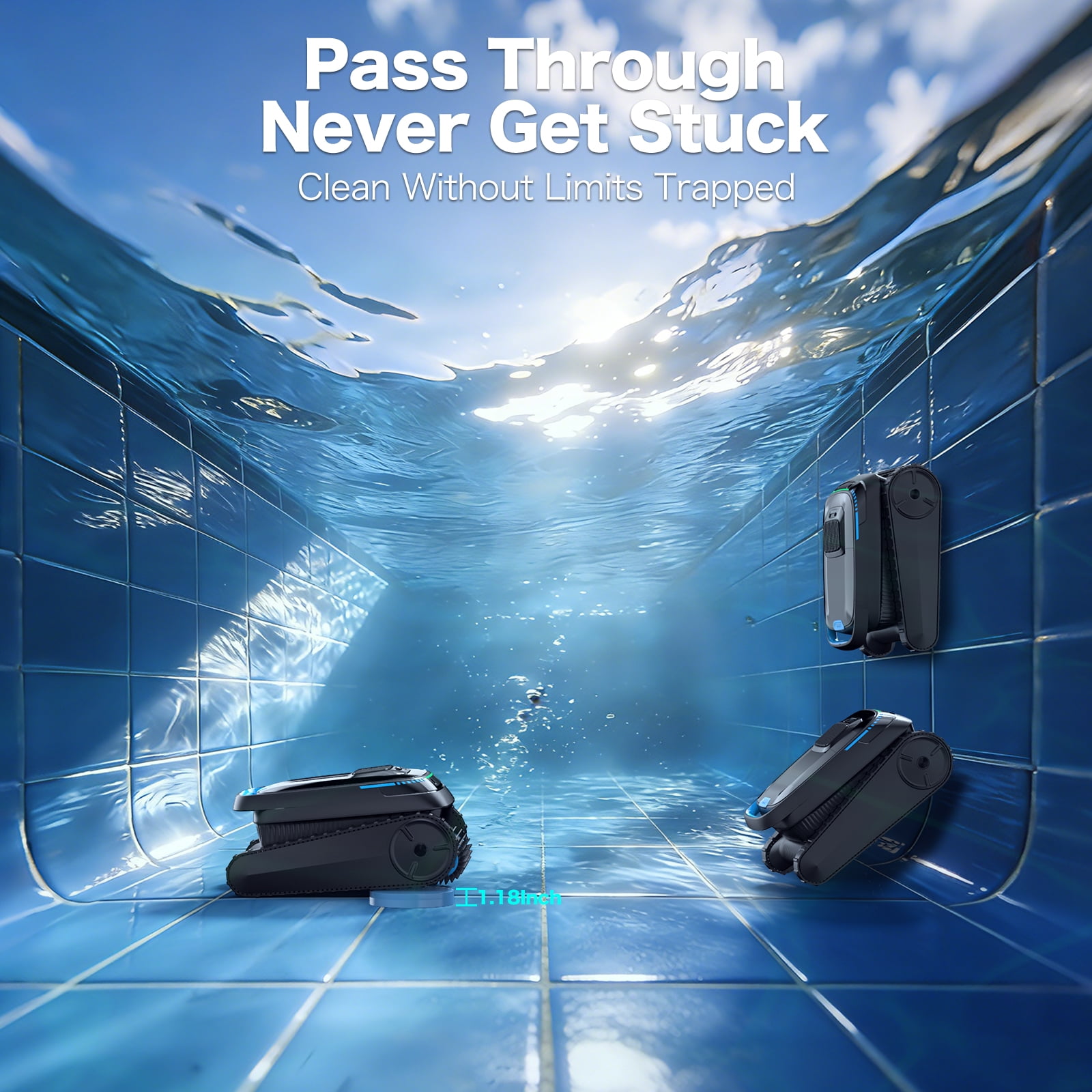 AIRROBO Robotic Pool Vacuum Cleaner CP20 Cordless Wall-Climbing for Above-Ground Pools and In-Ground Pools