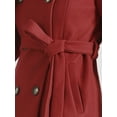 thumbnail image 5 of DARING DIVA Women's Double Breasted Slant Pocket Button Down Belted Coats Dark Red S, 5 of 6